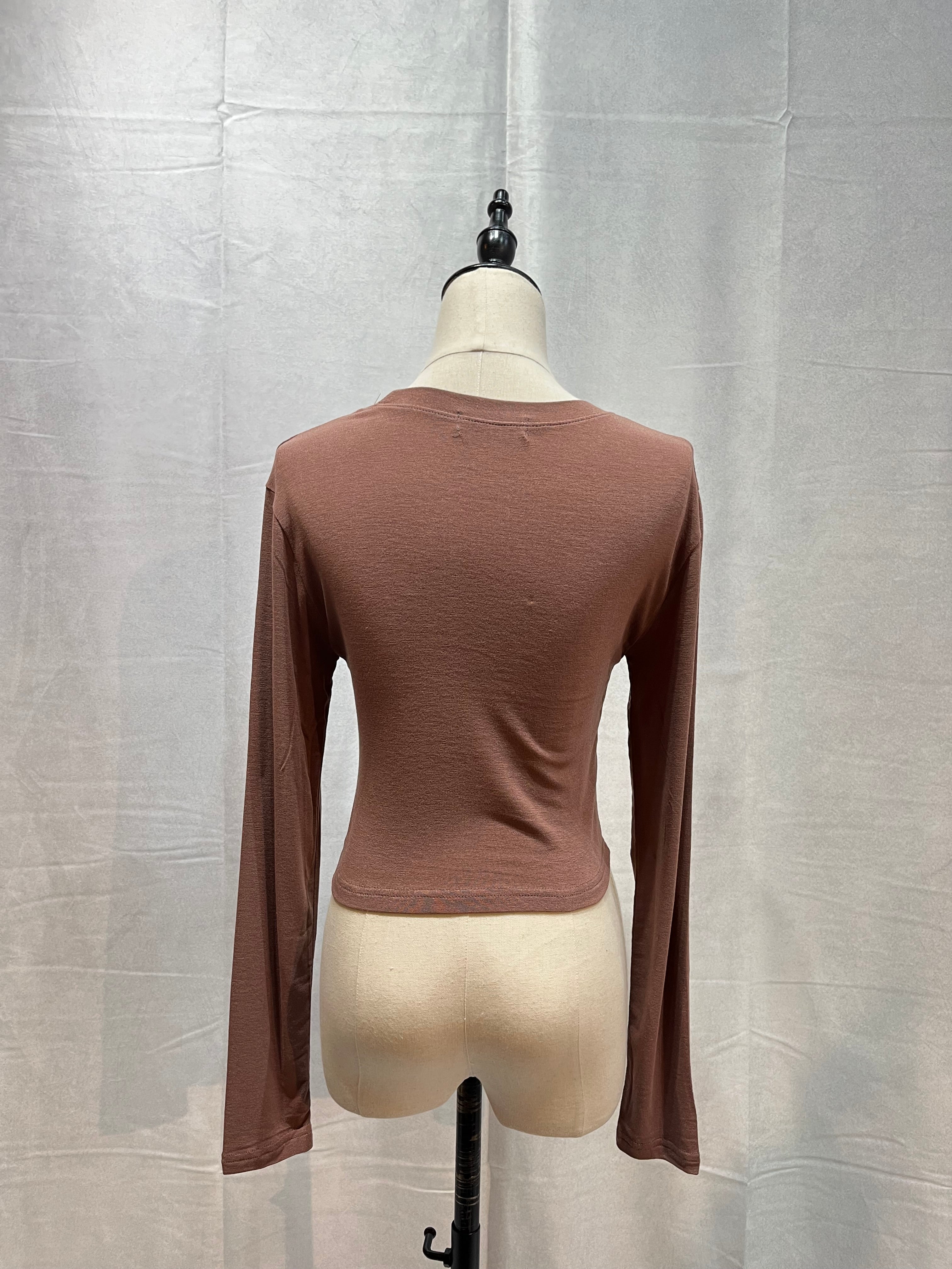 5204 ショート丈Tシャツ(ブラウン)