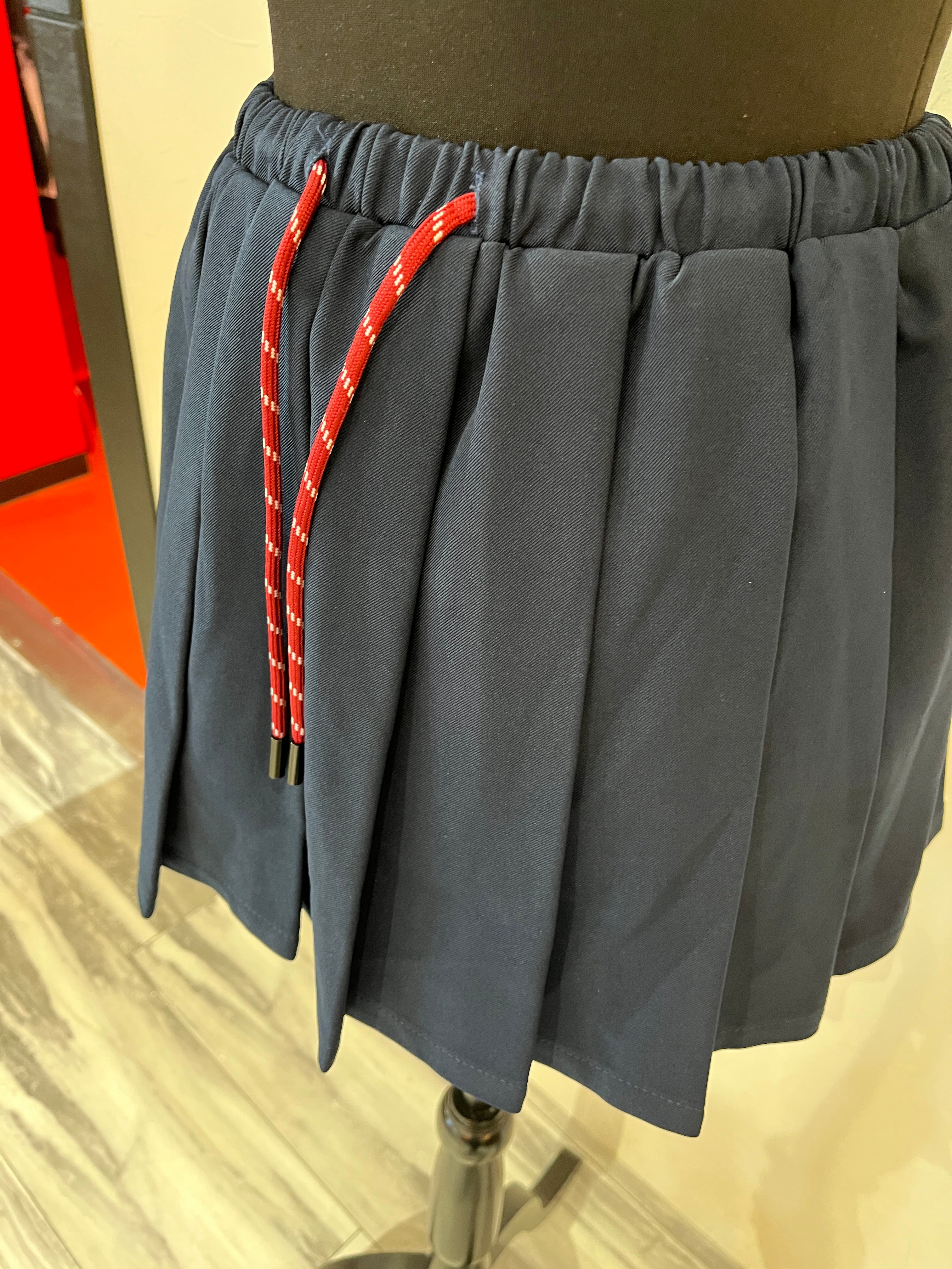 ウエストリボンフェイクプリーツミニスカート